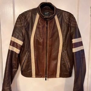 Leather Vintage Style Brown Ladies Fitted Jacket